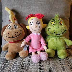 3pc Set Dr Suess Character Plush Stuffies ~ LIKE NEW